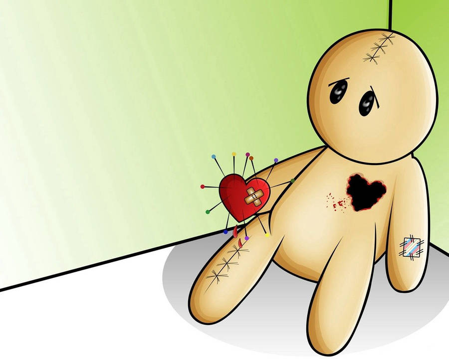 Sad and lonely cartoon wounded toy wallpaper. 