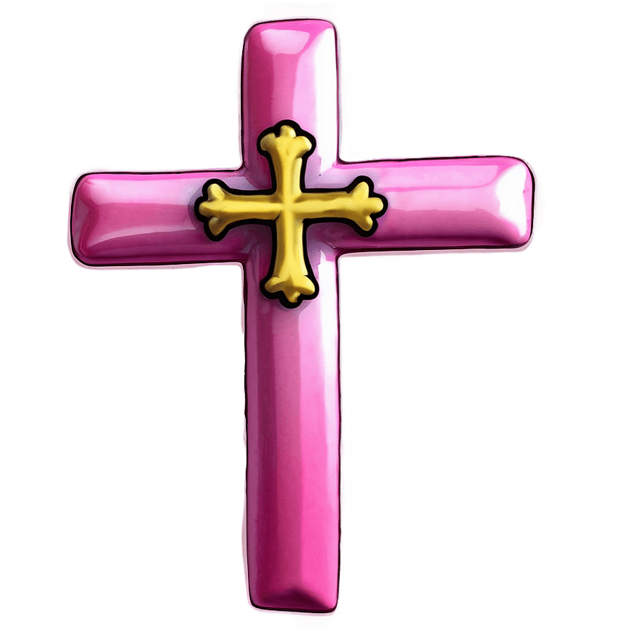 Pink Christian Cross PNG ymw