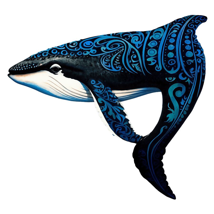 Humpback Whale Tribal Tattoo Design PNG pns