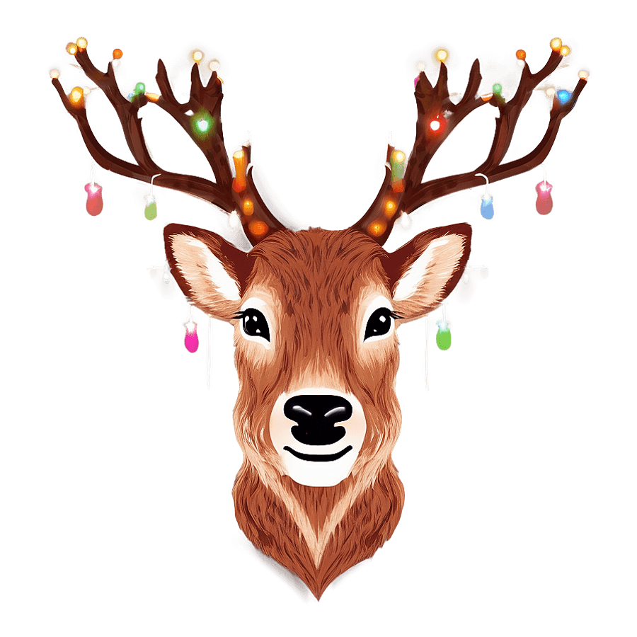 Reindeer Face with Lights PNG iec