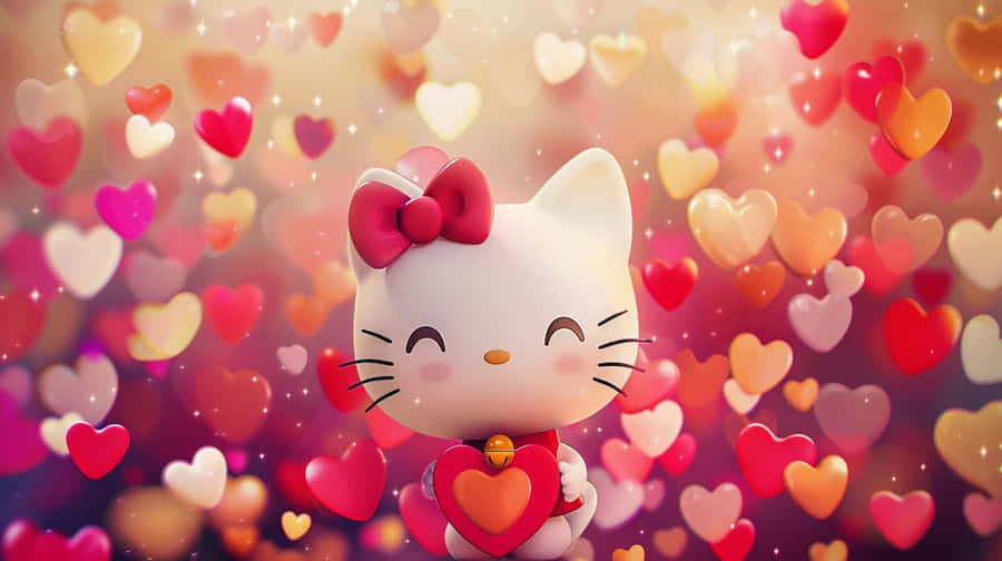 Cenário de Corações de Dia dos Namorados da Hello Kitty