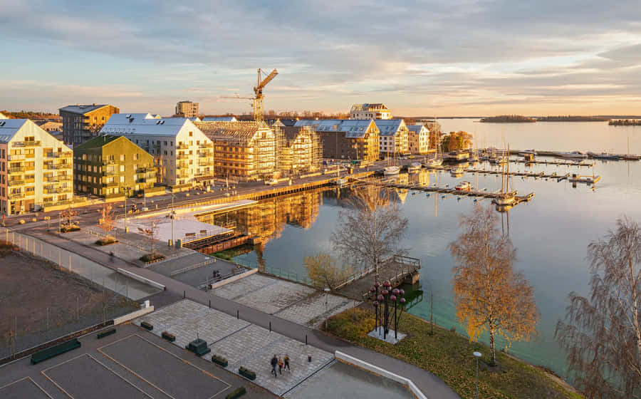 Västerås Vattengräns Solnedgång