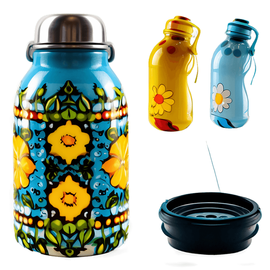 Patterned Reusable Water Bottle PNG 64