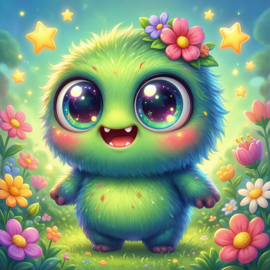 A cute and chibi version of Thwomp in a kawaii style.