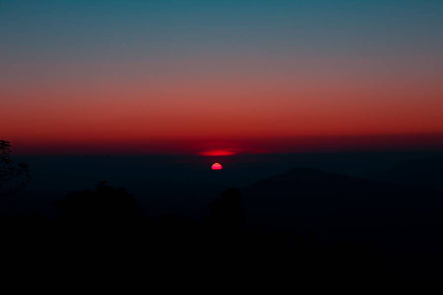 Chill mountain silhouette during sunset wallpaper