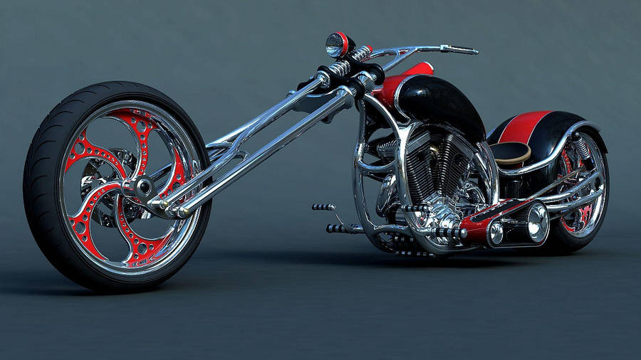 Download Chopper Motorcycle Red And Black Wallpaper | Wallpapers.com