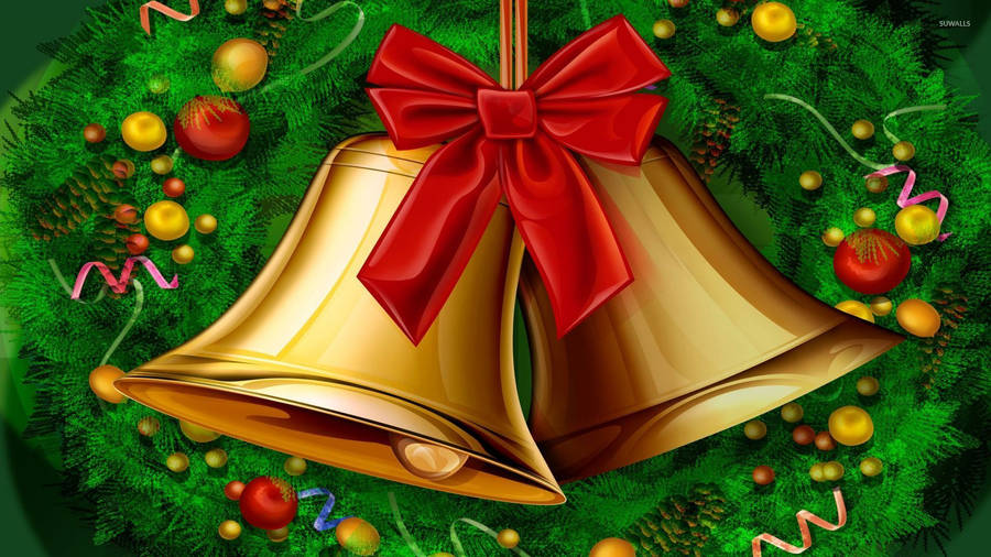Download Christmas Bells And Wreath Wallpaper | Wallpapers.com
