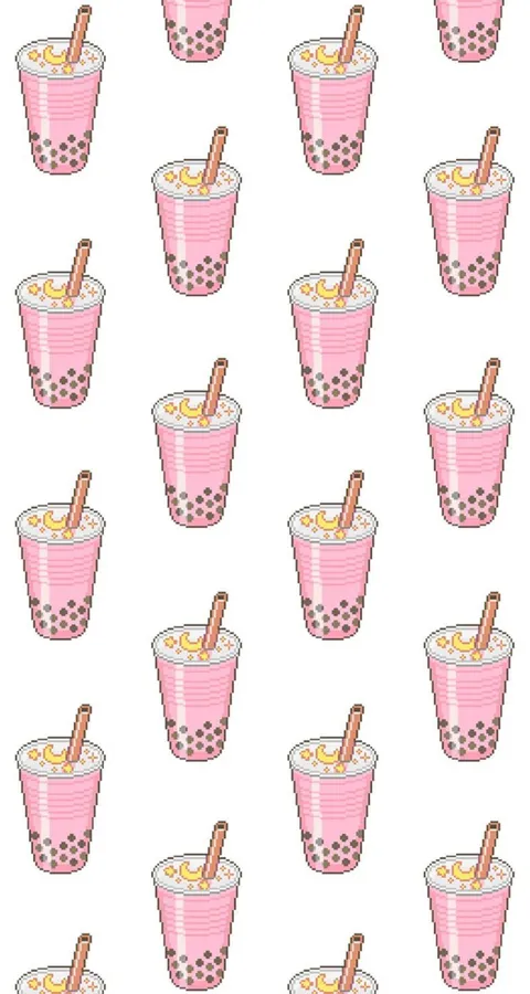 Strawberry Bubble Tea Patterns wallpaper