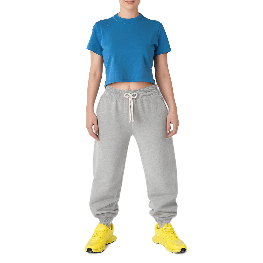 Elastic Waist Grey Sweatpants PNG 06282024