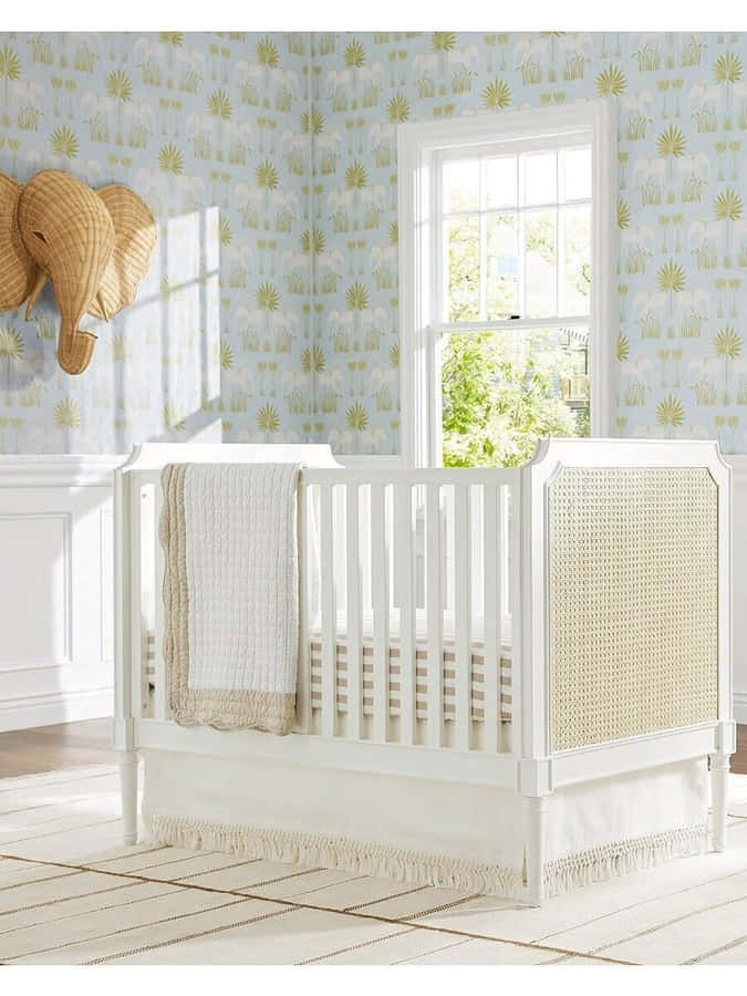 Camera da Letto Serene con Lettino e Decorazioni Murali di Elefante
