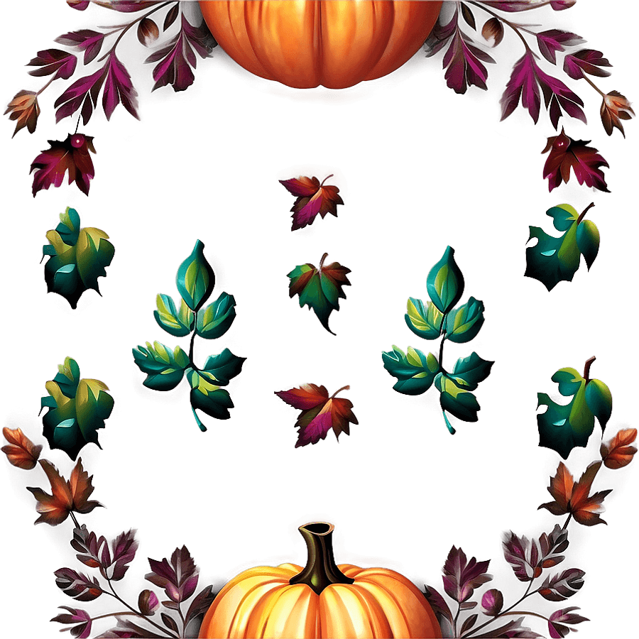 Autumn Leaves and Pumpkins PNG cut45