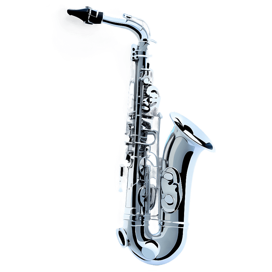 Silver Alto Saxophone PNG pgg90