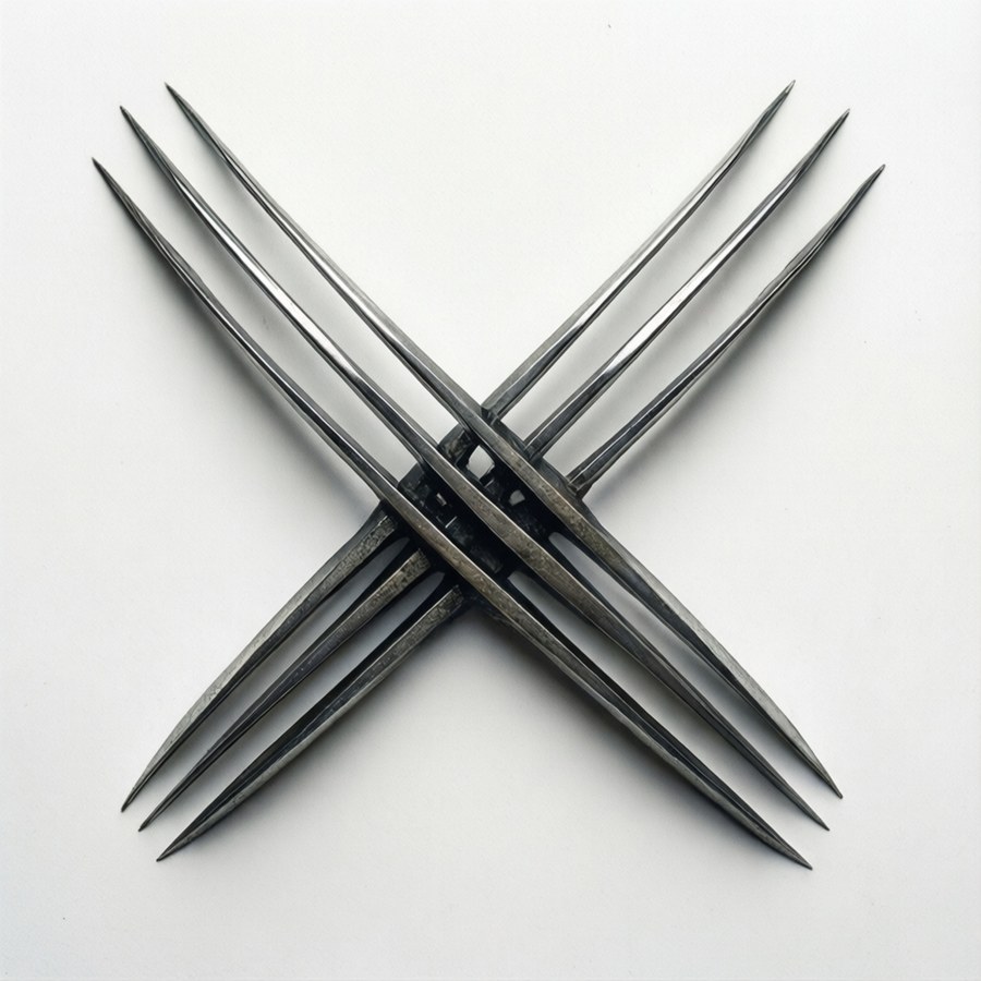 Top-down view of Wolverine's claws in X shape.