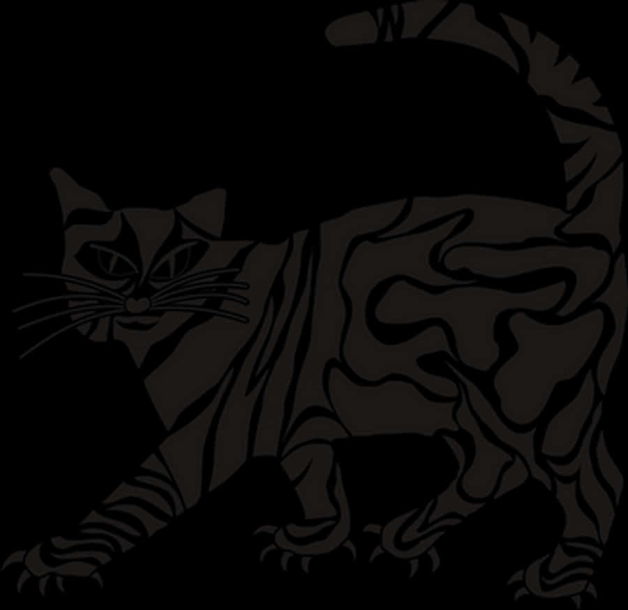 Abstract Black Cat Illustration