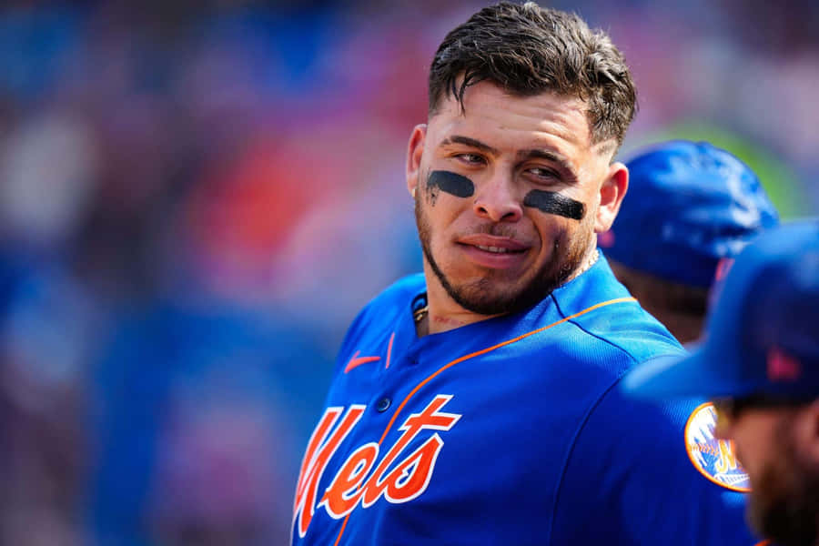 Jogador dos Mets Sorriso Confiante