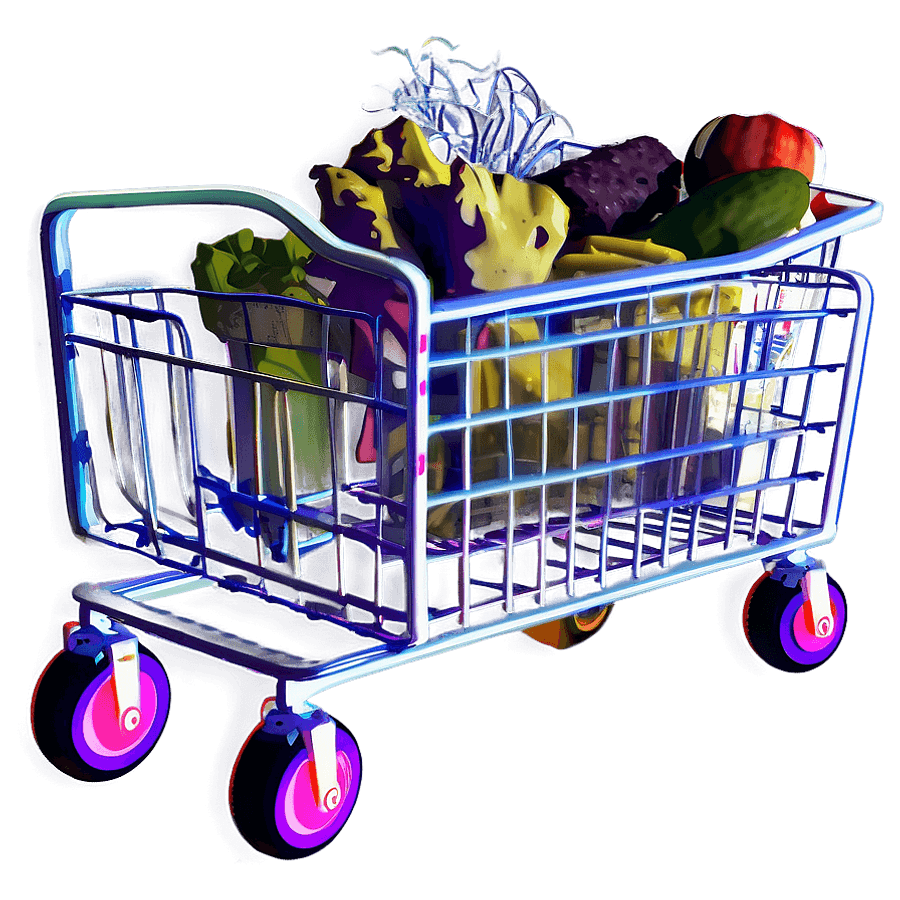 Grocery Cart Outline PNG vew