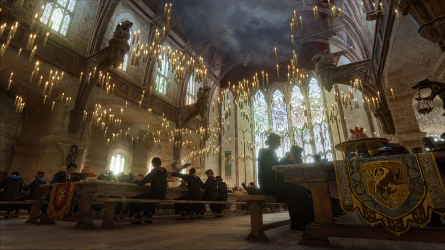 Candelabros Brilhando no Grande Salão de Hogwarts