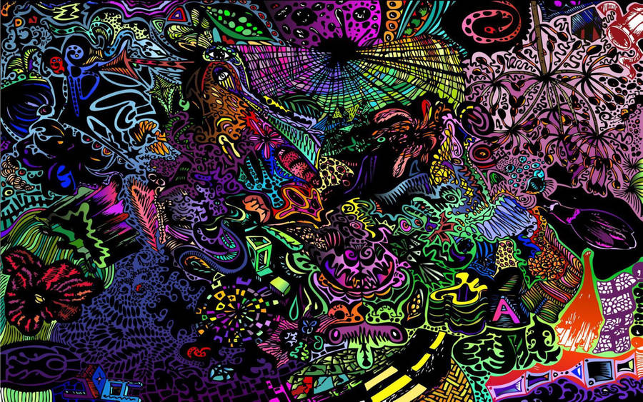 Download Colorful Trippy Indie Art Wallpaper | Wallpapers.com