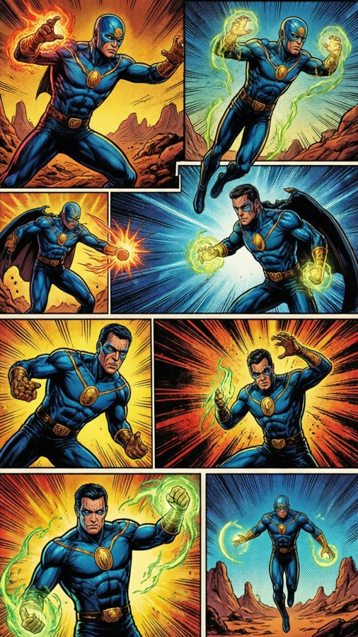 Collage de paneles de cómic con Martian Manhunter.