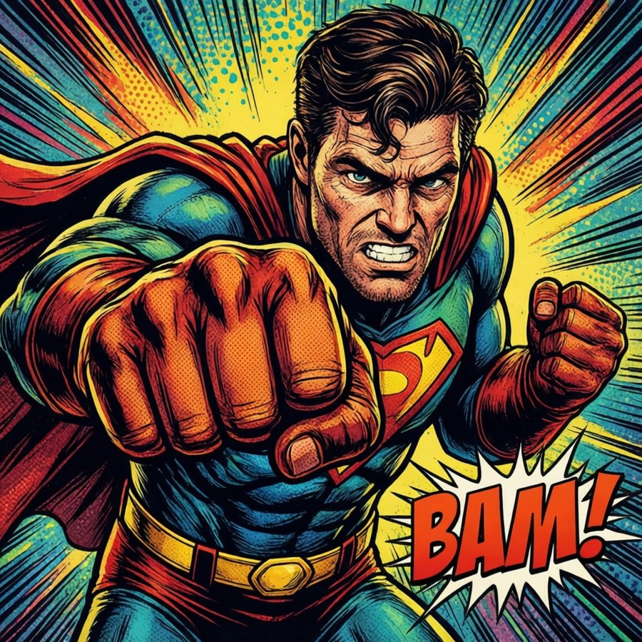 Comic-style artwork of Fit Finlay with dynamic action.