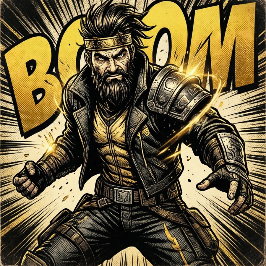 Midas leaps off the page in a retro comic book illustration.