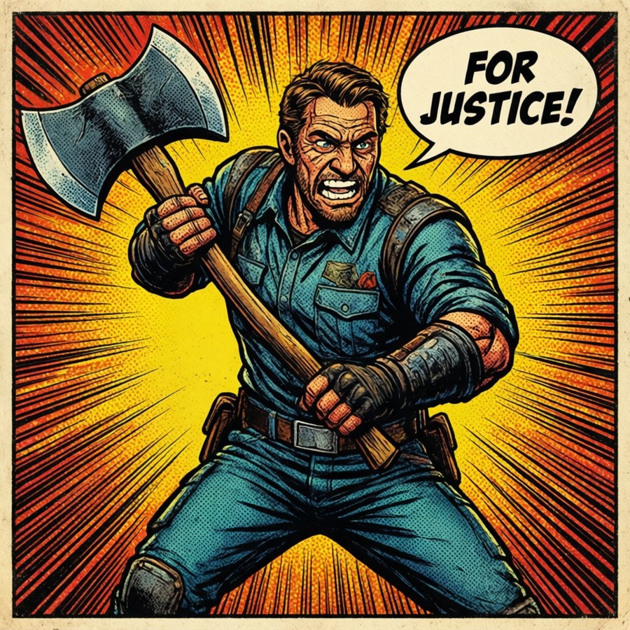 Axe Cop in a classic comic book style.