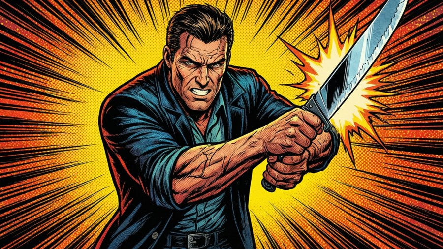 Pop art comic style of Deuce Vaughn.