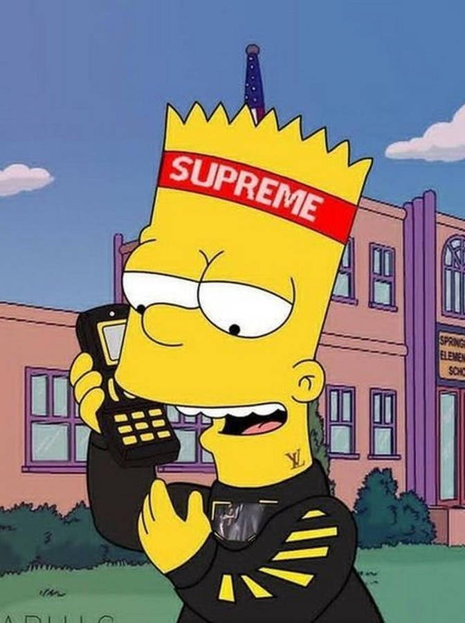 Download Cool Bart Simpson On The Phone Wallpaper | Wallpapers.com