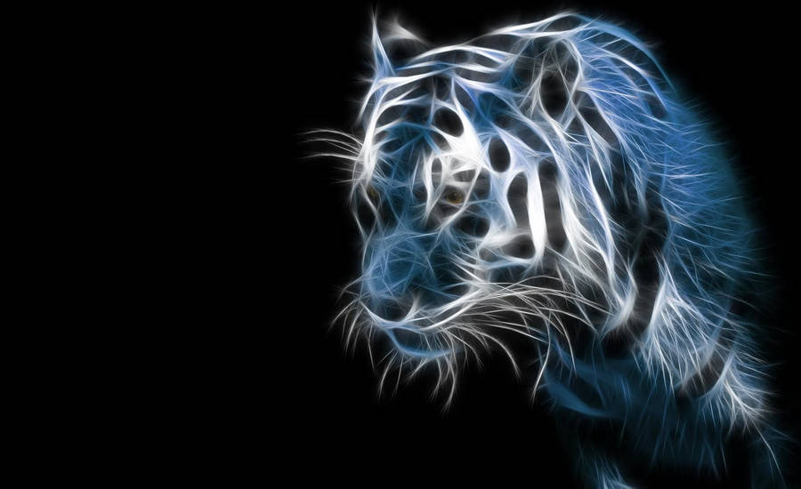Cool wallpaper of tiger art with glowing 
white fur