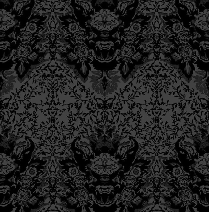 Padrão Elegante de Damasco Preto