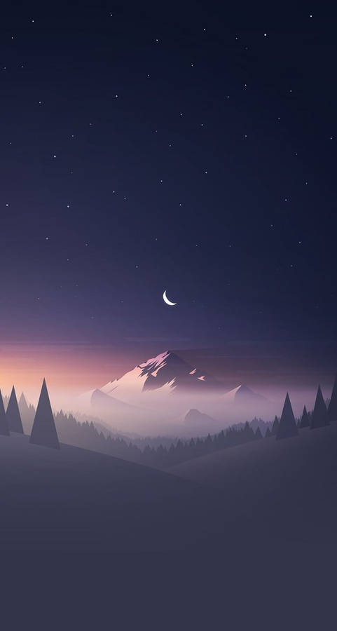 Download Crescent Moon In Icy Mountain Wallpaper | Wallpapers.com