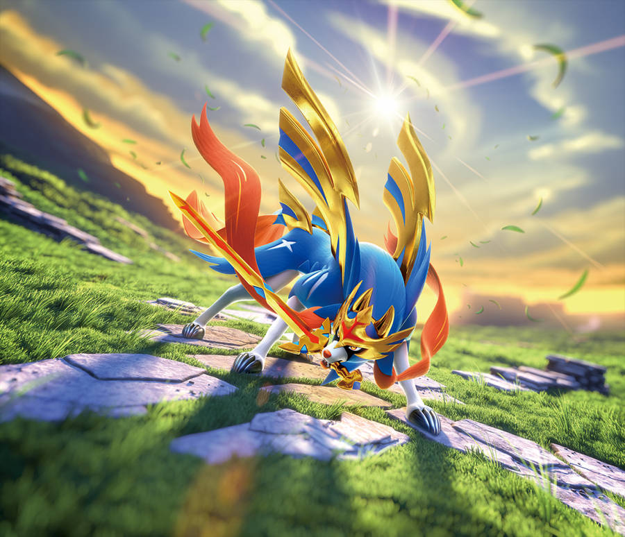 Download Crowned Sword Zacian Pokémon Sword And Shield Wallpaper