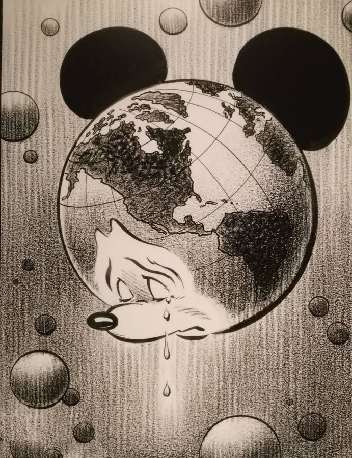Crying Mickey sad drawing wallpaper