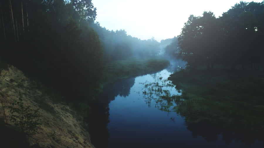Nebeliger Flussmorgen Gavle Schweden