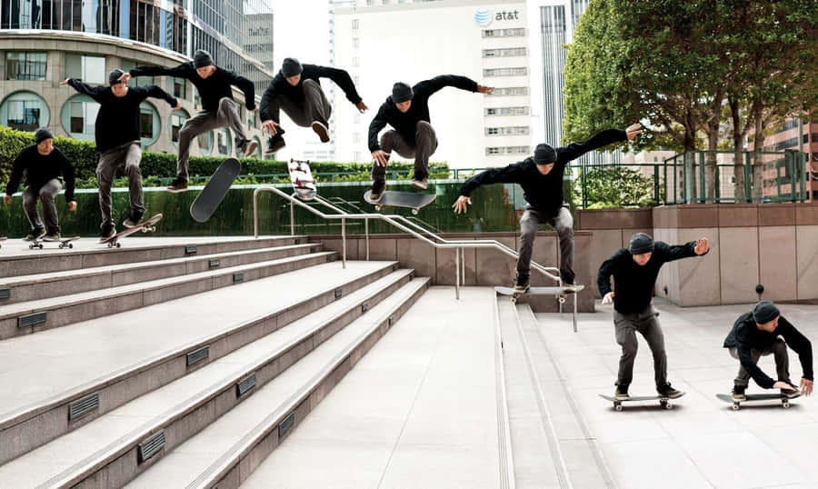 Sequência de Escadas do Skateboarder