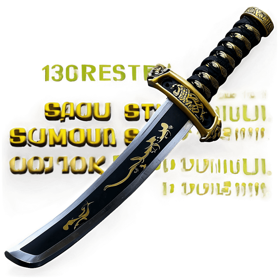 Black Steel Samurai Sword PNG qkd