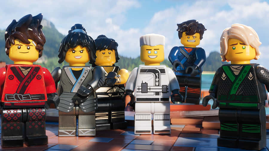 LEGO Ninjago Filmen Repræsenterer Forskellige Elementer Tapet.