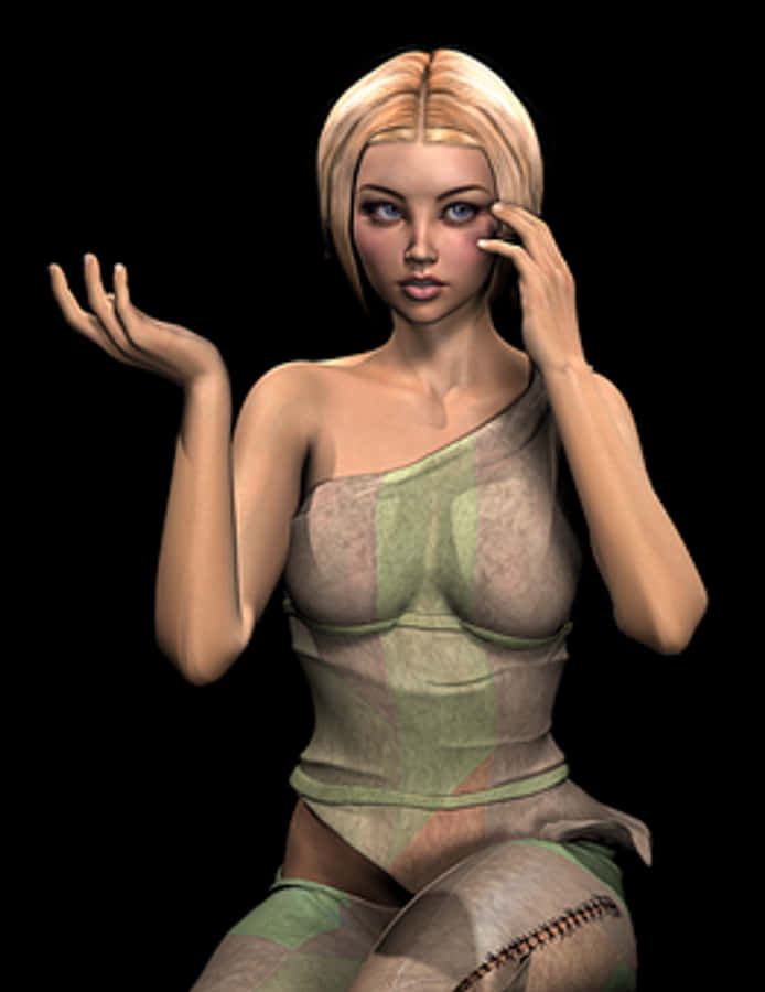Blonde Animated Character Pose