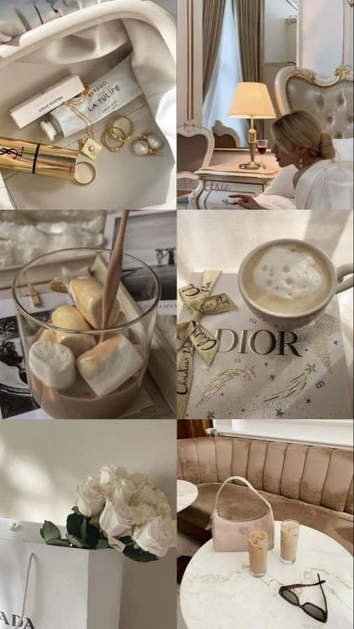 Collage Estetico di Vaniglia Beige