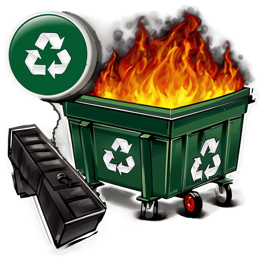 Dumpster Fire at Night PNG 06202024