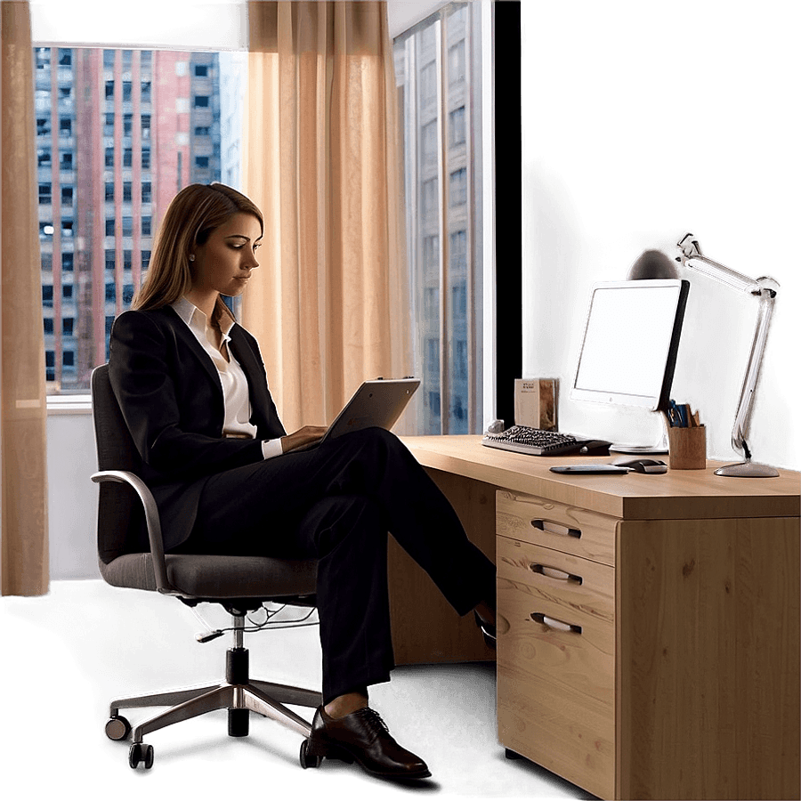 Person Sitting in Office PNG prw4
