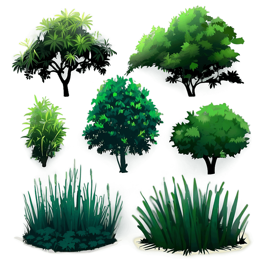 Silhouette Bushes PNG 55