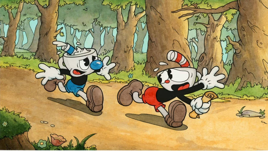 Download Cuphead And Mugman In The Forest Wallpaper | Wallpapers.com