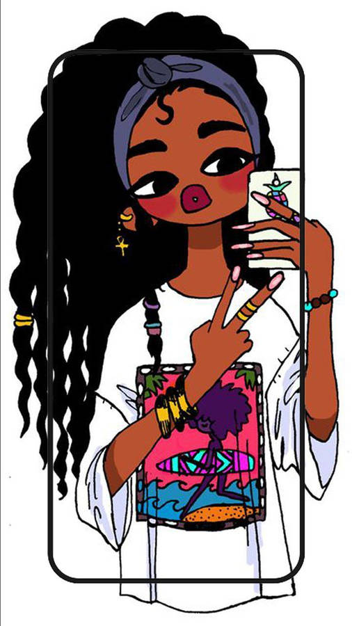 Download Cute Black Girl Selfie Baddie Art Wallpaper Wallpapers Com