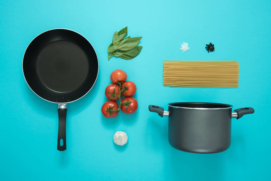 Download Cute Blue Cooking Essentials Wallpaper | Wallpapers.com