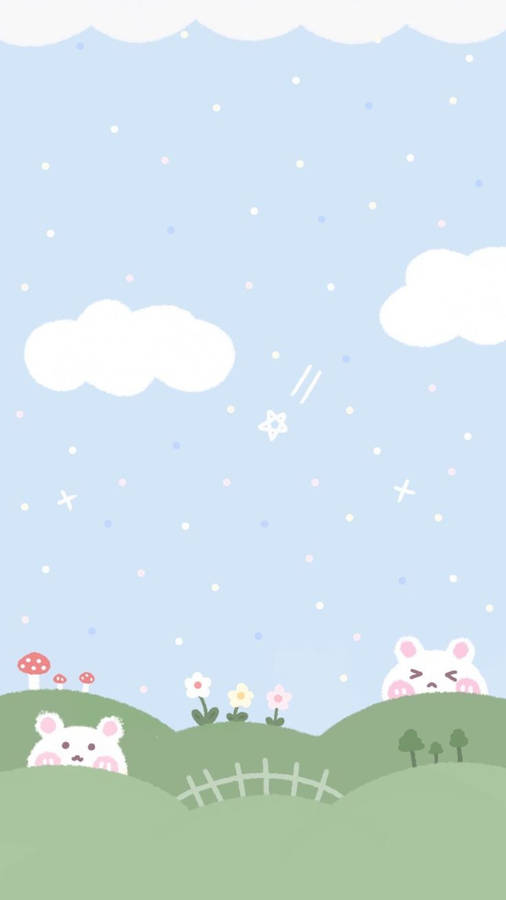 Download Cute Blue Phone Rabbit Sky Wallpaper | Wallpapers.com