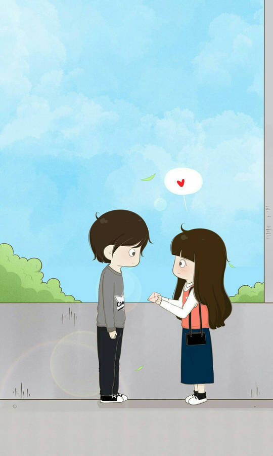 Download Cute Couple Cartoon Blue Sky Wallpaper | Wallpapers.com