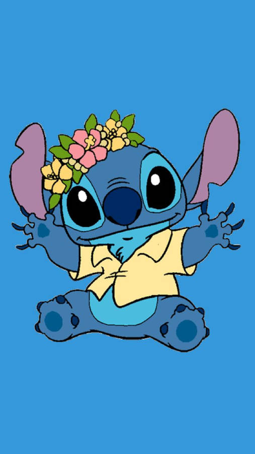 Download Cute Disney Stitch Flower Crown Wallpaper | Wallpapers.com