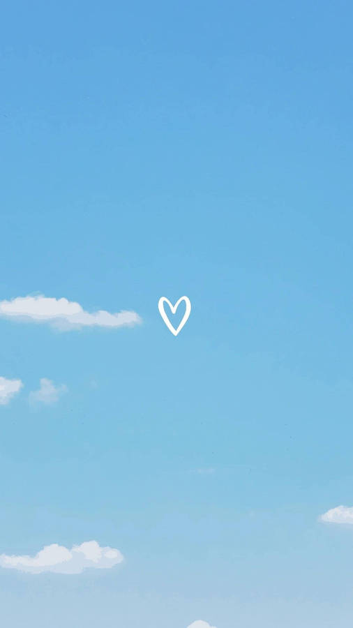 Download Cute Pastel Blue Aesthetic Heart Line Art Wallpaper ...