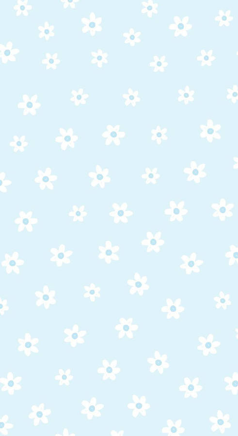 Download Cute Pastel Blue Aesthetic White Flowers Wallpaper ...